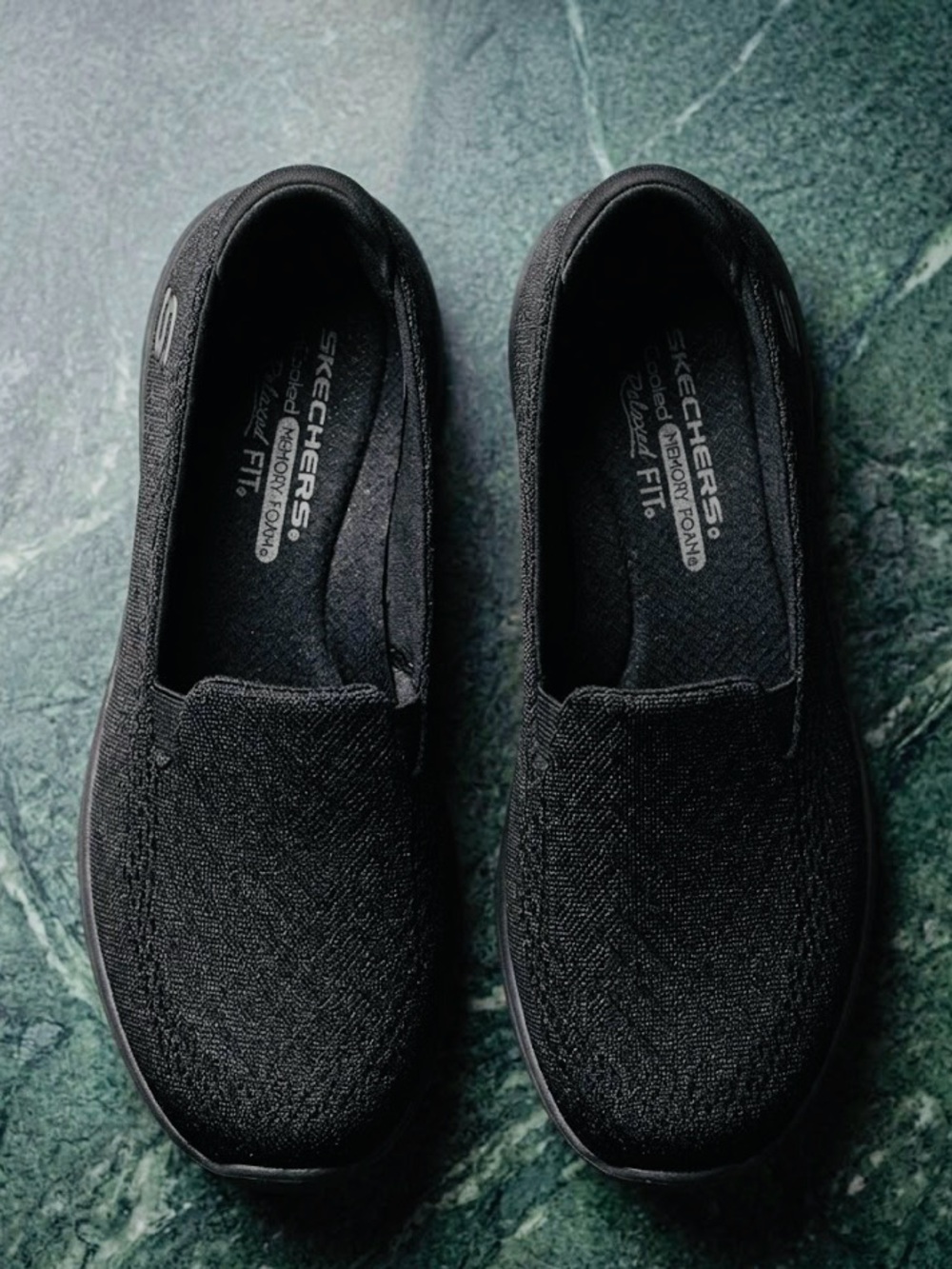 Skechers Women's Black Knit Slip-On Sneakers